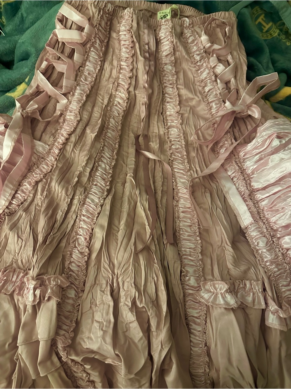 NWT Ruffle Satin Pirate Maxi Skirt - Pink - Picture 6 of 10